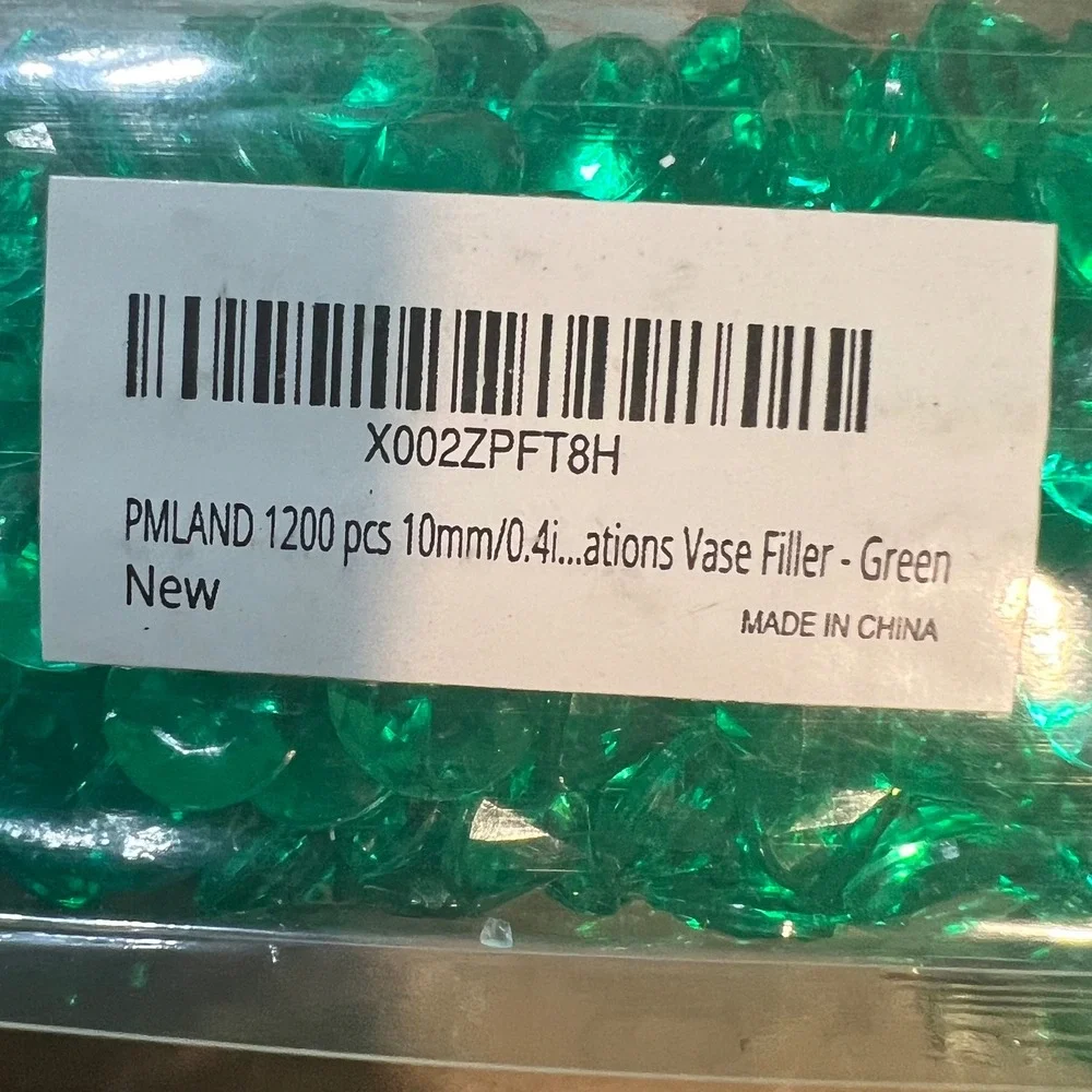 PMLAND 10mm Acrylic Diamond Vase Filler Green Orange 4 Bags 2400pc Table Scatter